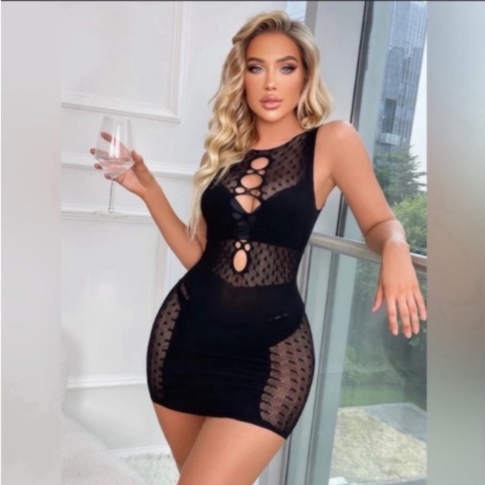 Black Fishnet Lingerie Dress